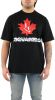 Dsquared2 Canadian Leaf Print T shirt , Zwart, Heren online kopen