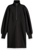Scotch & Soda 169429 5122 scotch and soda zipped neck sweat dress with puffed sleeves black sky online kopen