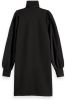Scotch & Soda 169429 5122 scotch and soda zipped neck sweat dress with puffed sleeves black sky online kopen